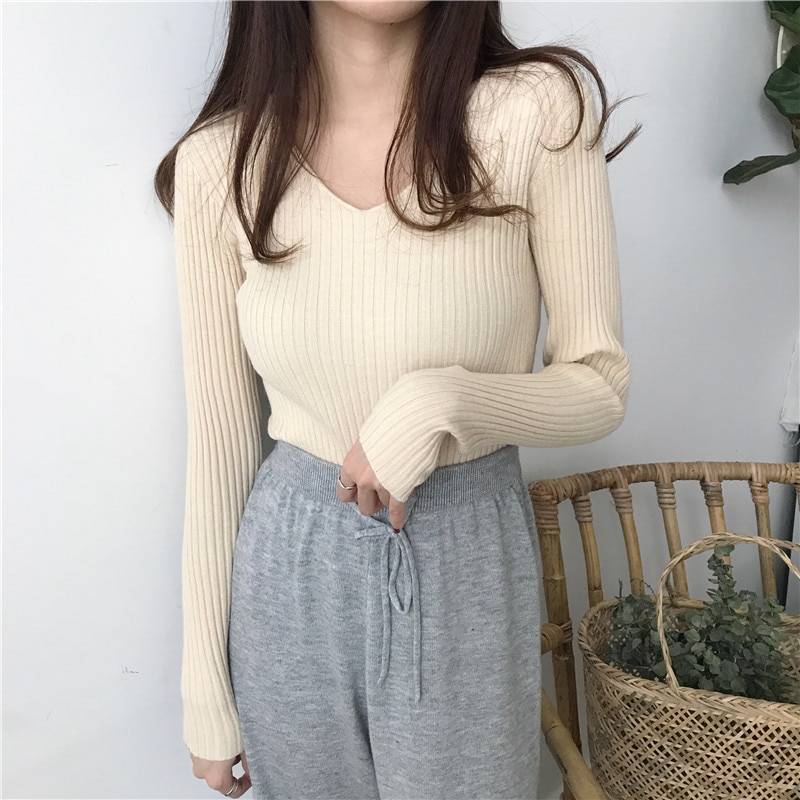 Women's V-Neck Basic Sweater