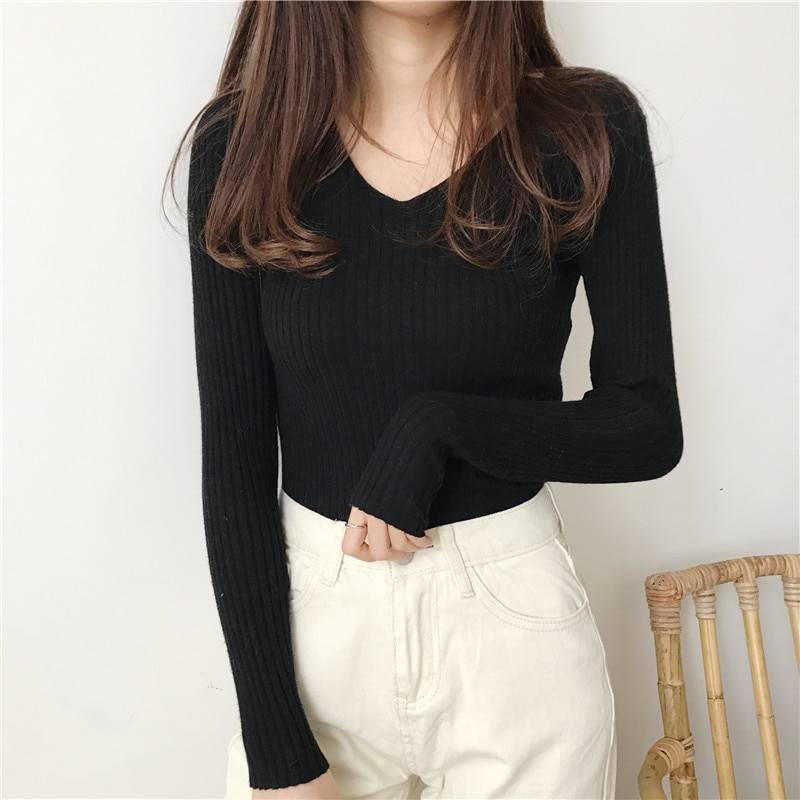 Women's V-Neck Basic Sweater