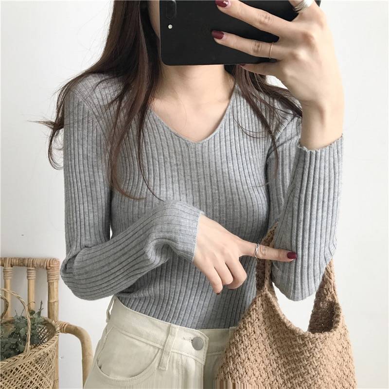 Women's V-Neck Basic Sweater