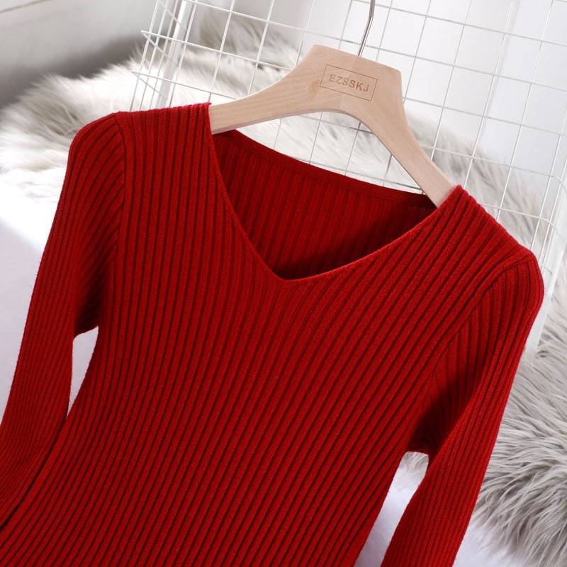 Women's V-Neck Basic Sweater