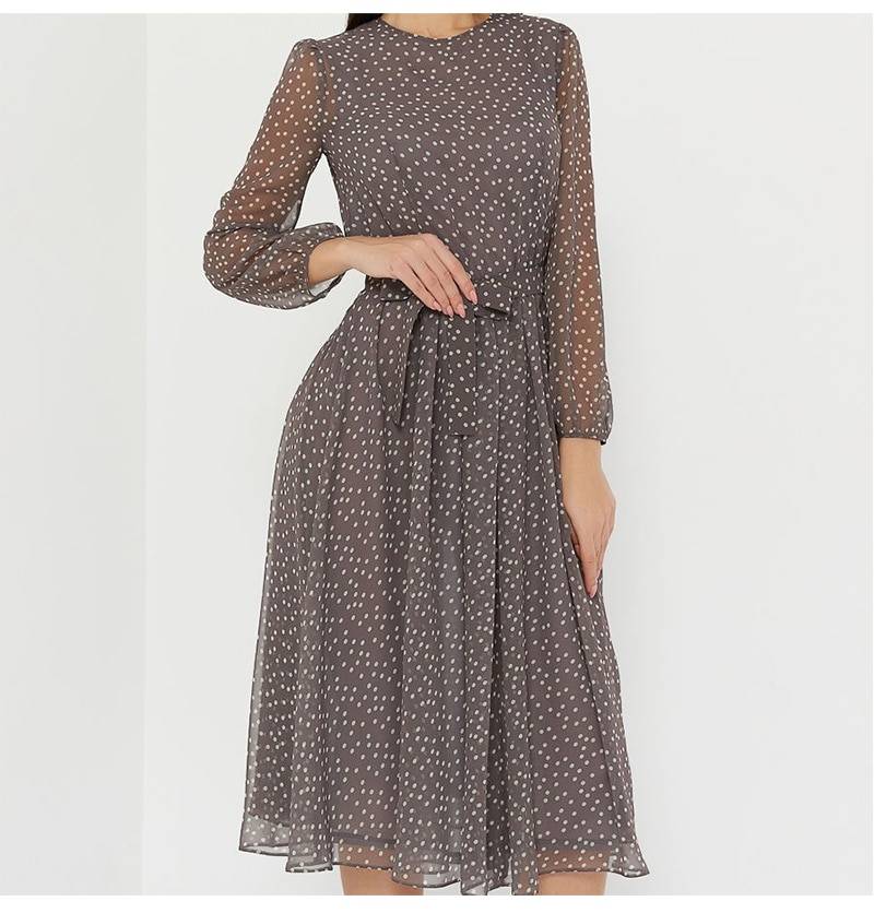 Long-Sleeved Women's Midi Dress in Polka Dot