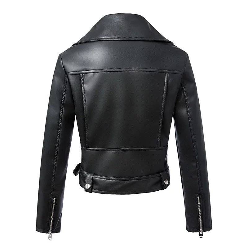 Black Leather Women's Jacket with Zippers