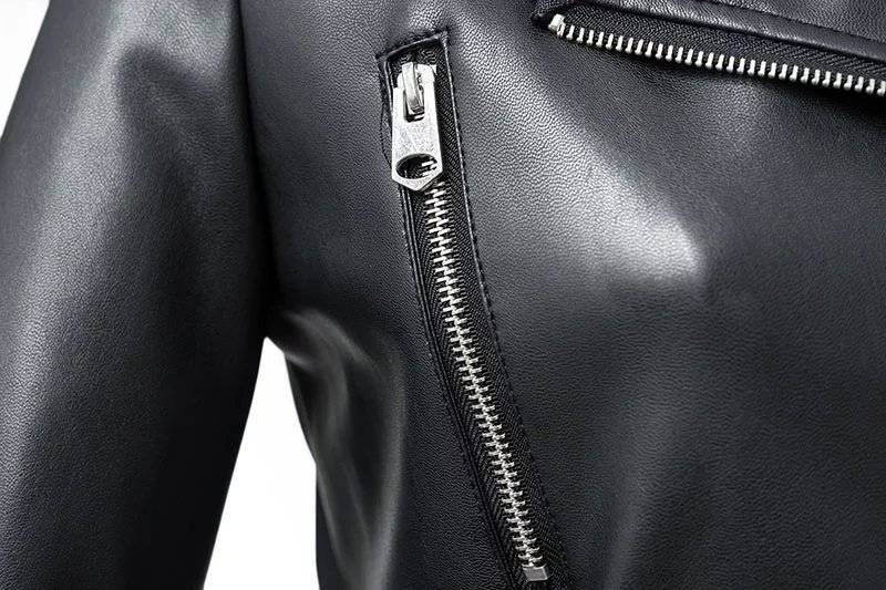 Black Leather Women's Jacket with Zippers