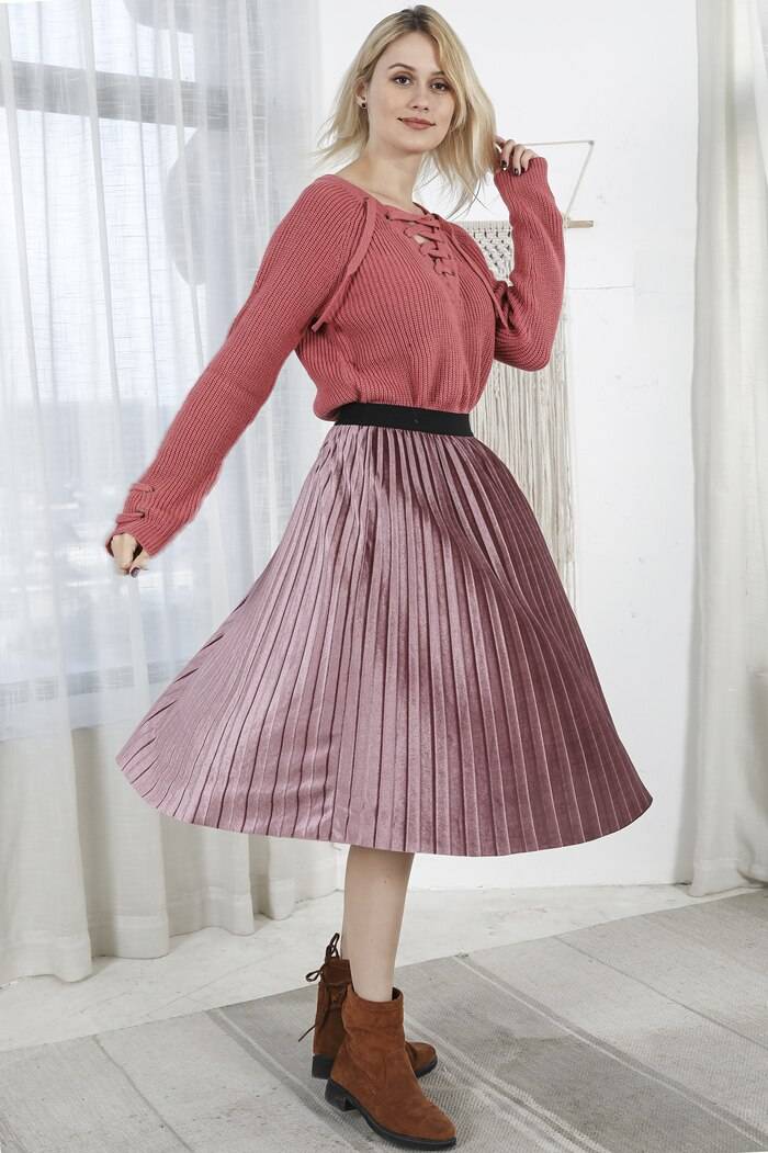 Women's Colorful Pleated Skirt