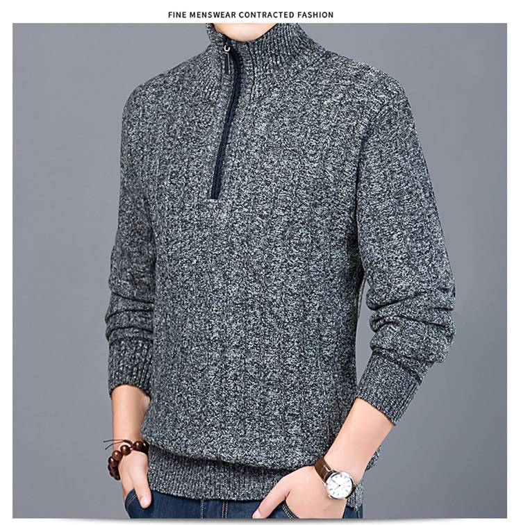 Men's Winter Turtleneck Sweater with Zipper