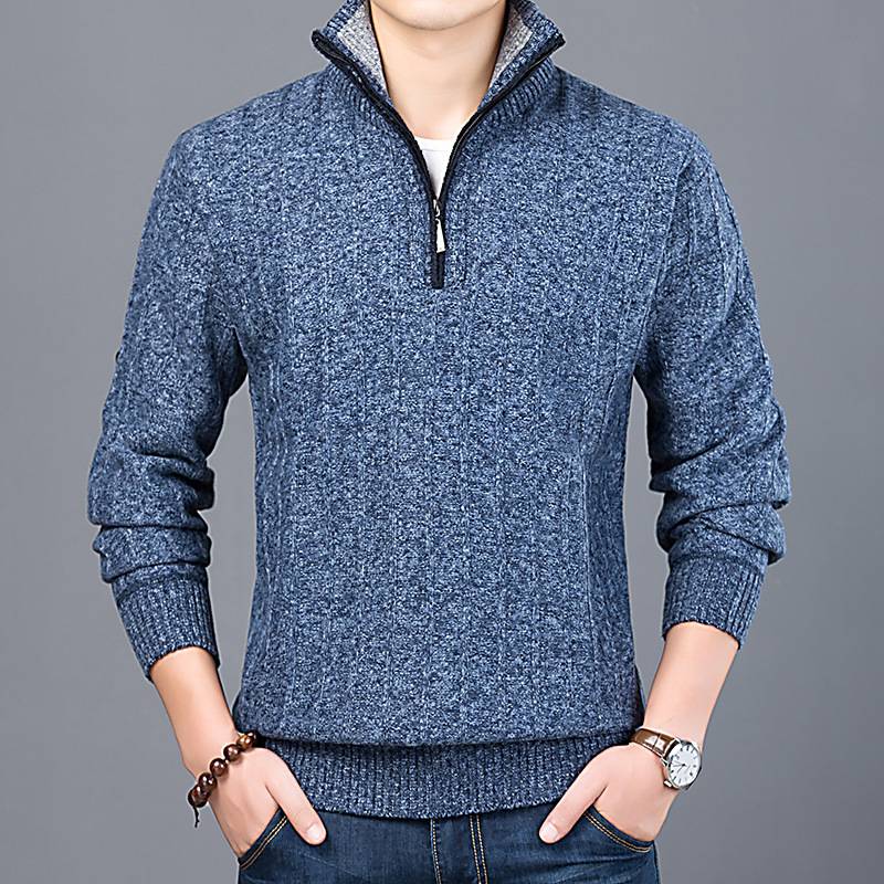 Men's Winter Turtleneck Sweater with Zipper