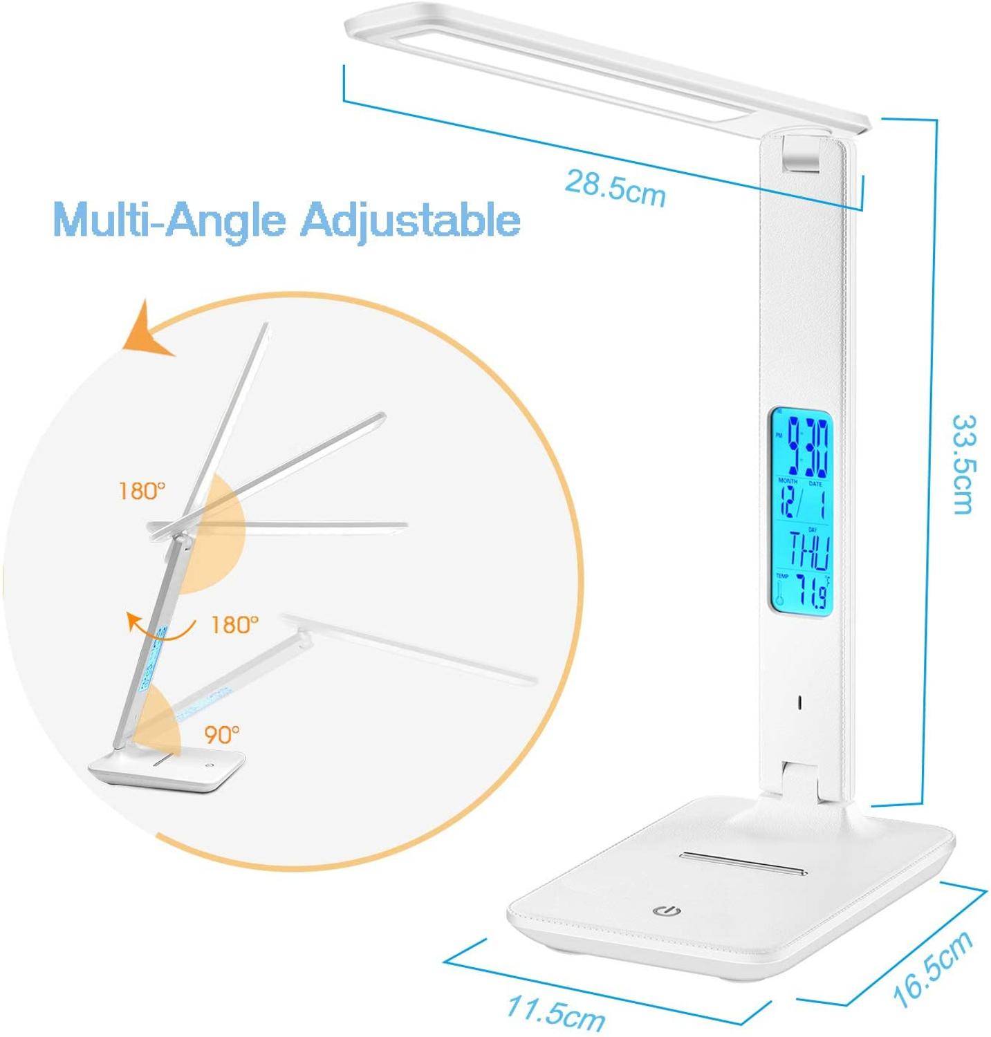 LED Desk Lamp with Temperature and Alarm Clock