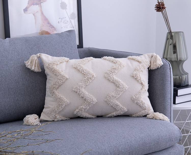 Tassels Decorated Cushion Cover in Moroccan Style