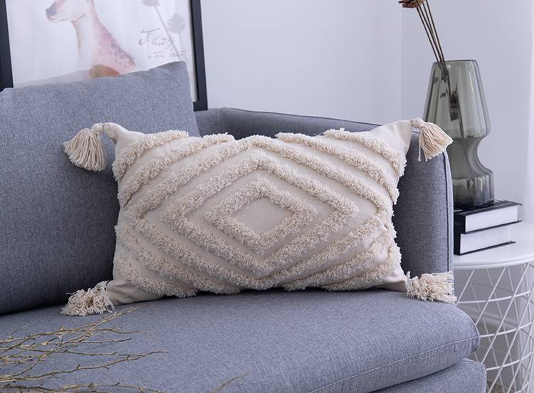 Tassels Decorated Cushion Cover in Moroccan Style