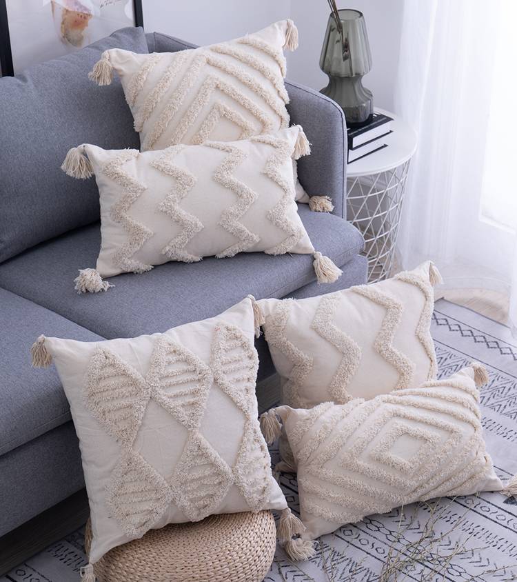 Tassels Decorated Cushion Cover in Moroccan Style