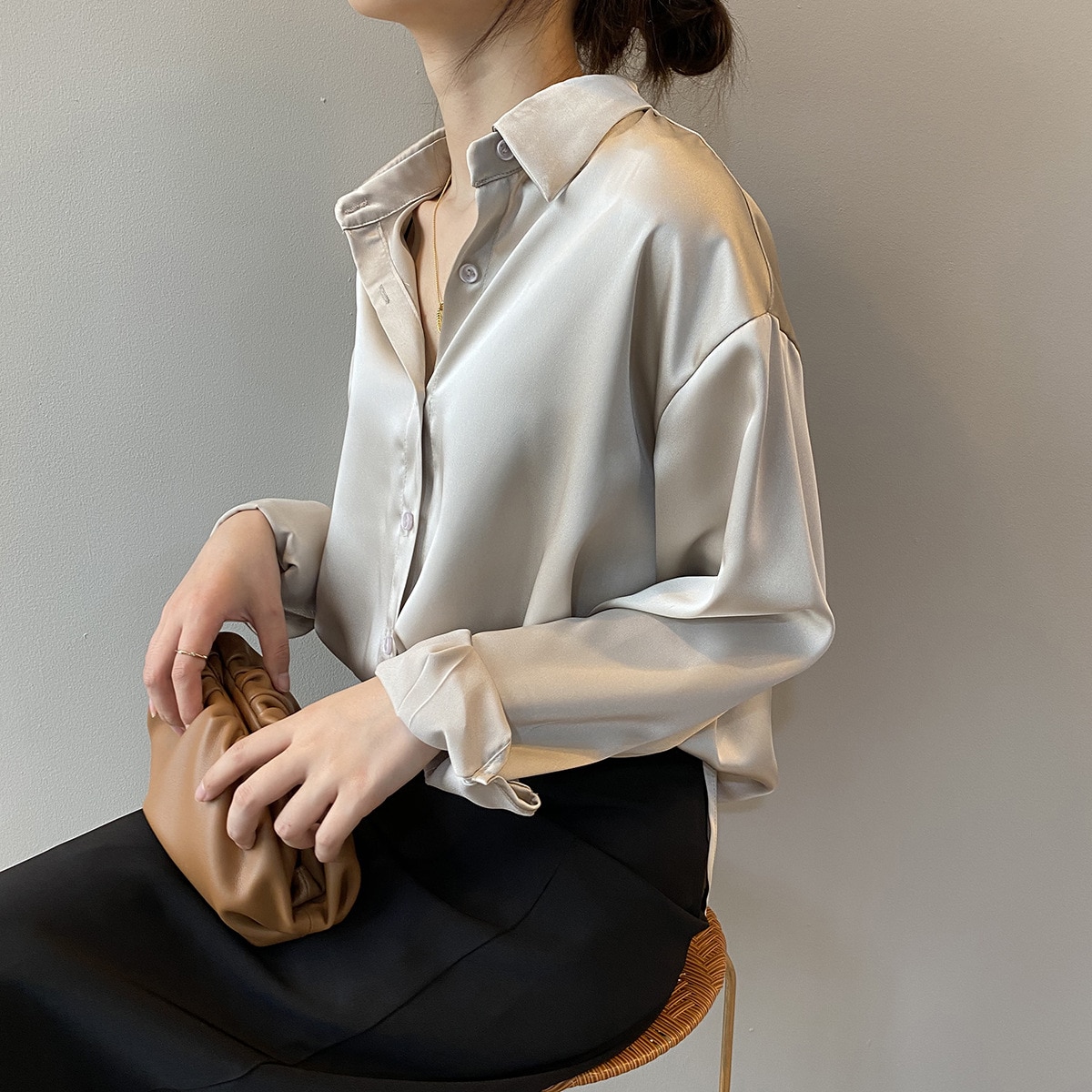 Button Up Elegant Silk Shirt