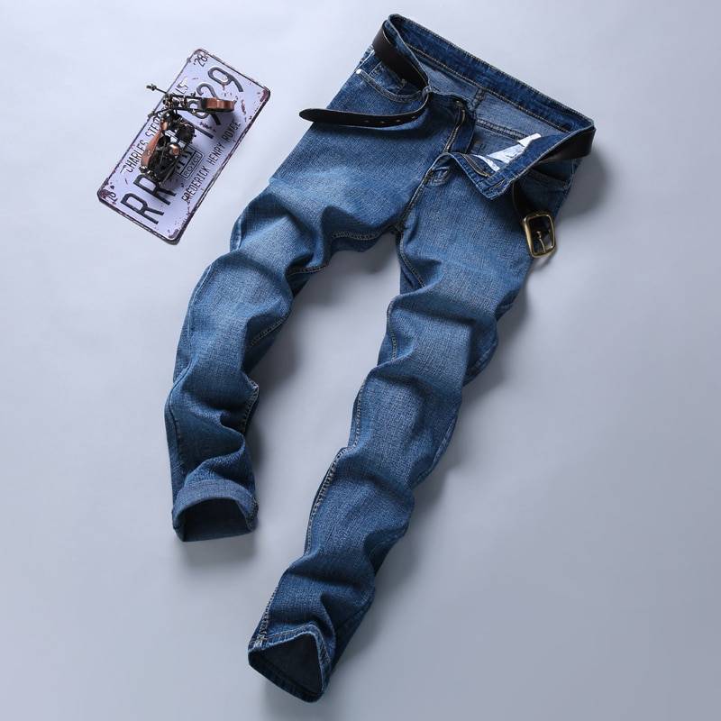 Men's Straight Blue Stretch Jeans