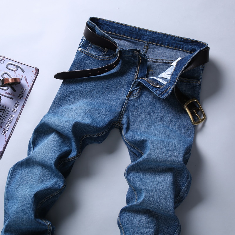 Men's Straight Blue Stretch Jeans