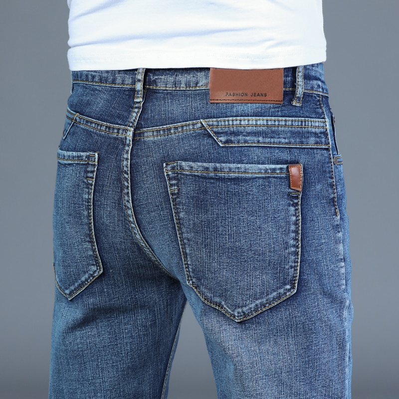 Men's Straight Blue Stretch Jeans