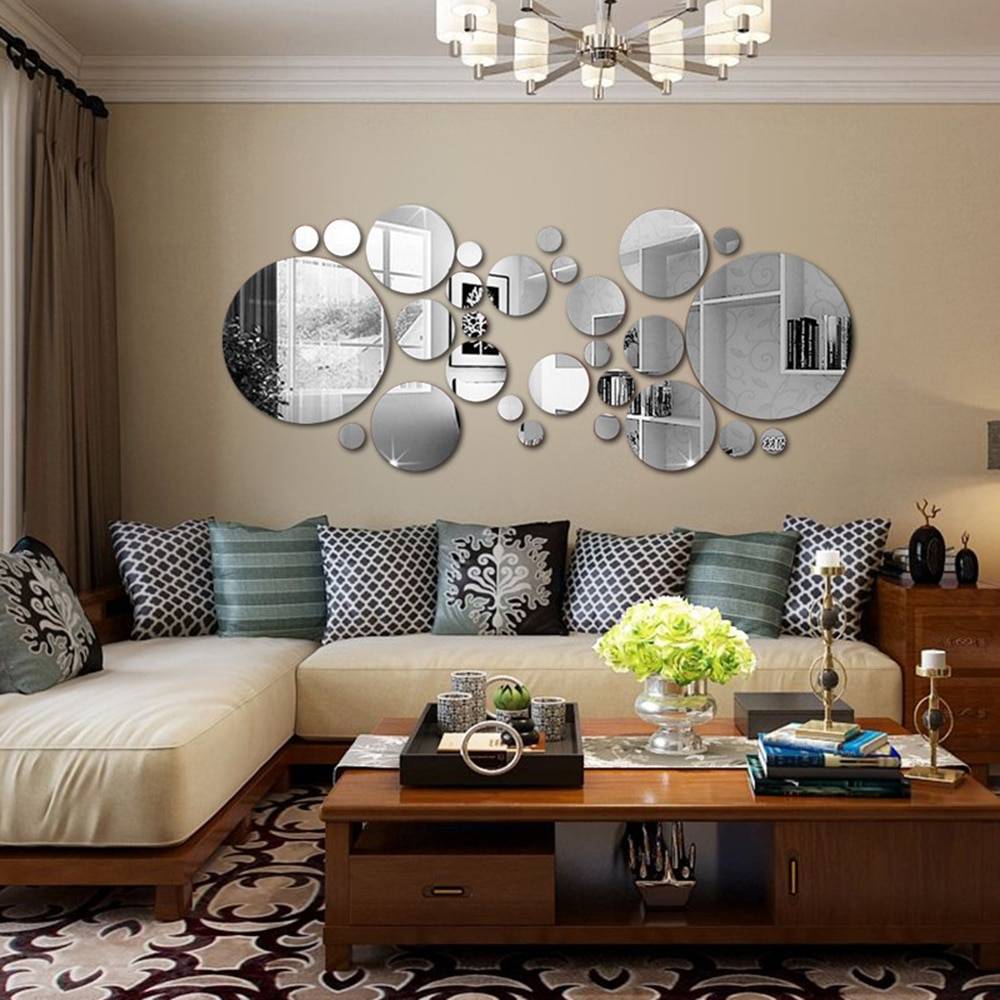 Decorative Round Mirror Wall Stickers Set